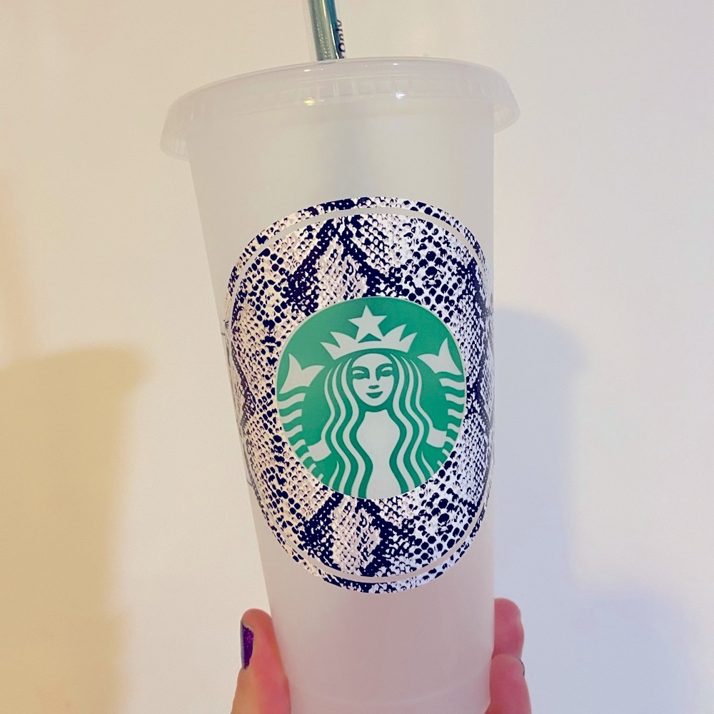 Starbucks cold cup snake skin personalized